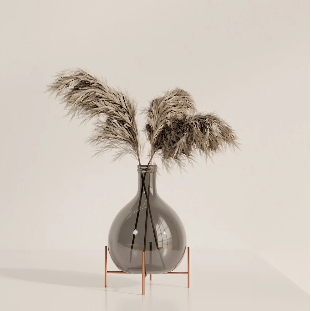 Pampas Grass Glass Vase