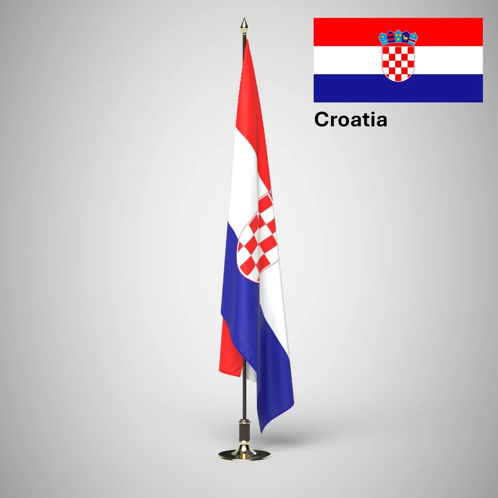 Croatia Ceremonial Flag On Stand