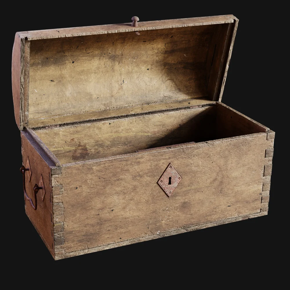 1800s Rustic Wooden Dome Trunk