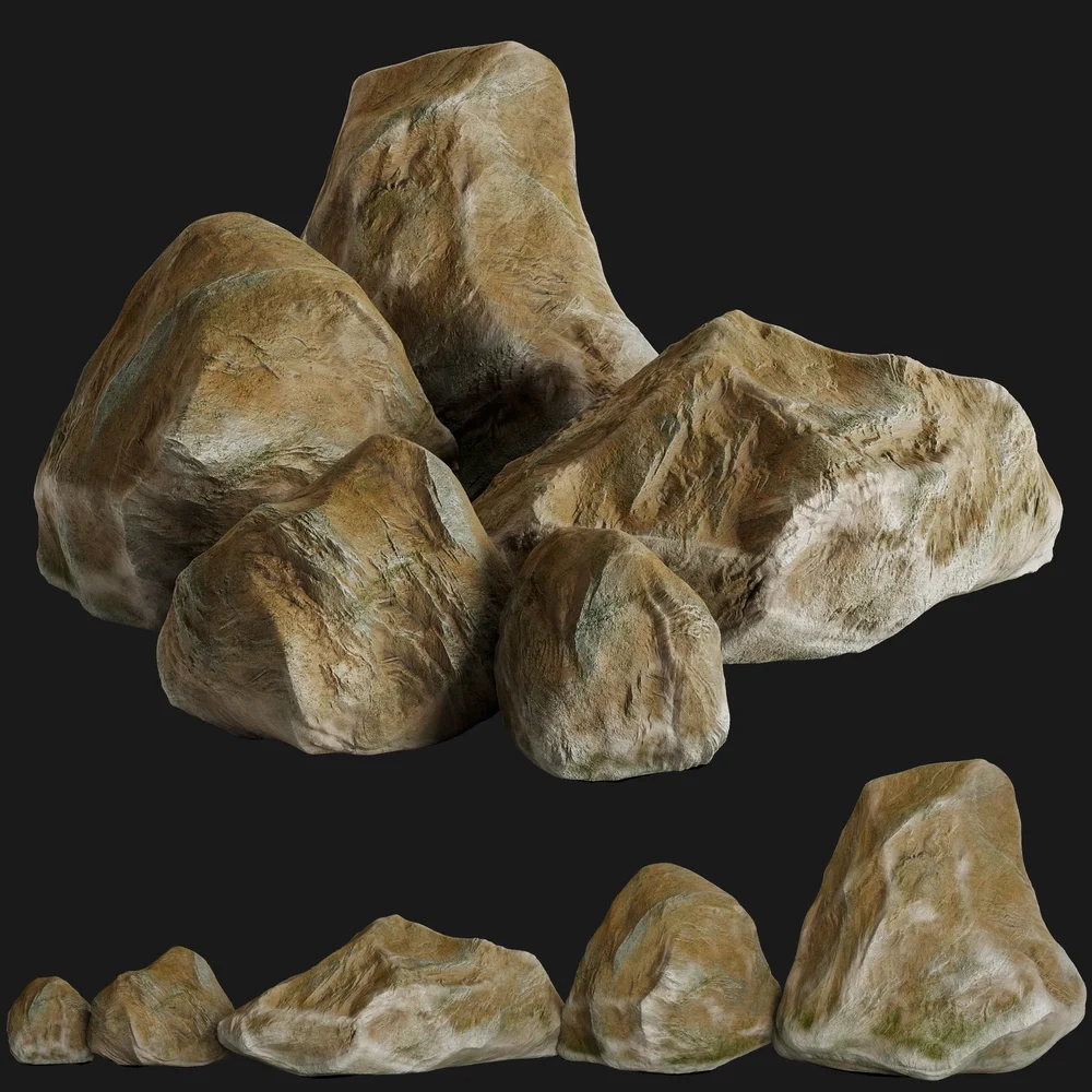 Photorealistic Forest Rock Collection