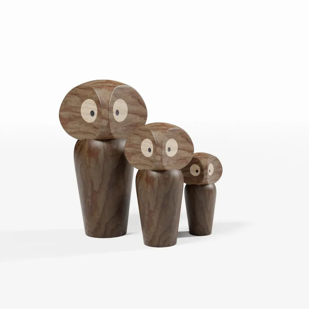 Wooden Owl Decoration Set