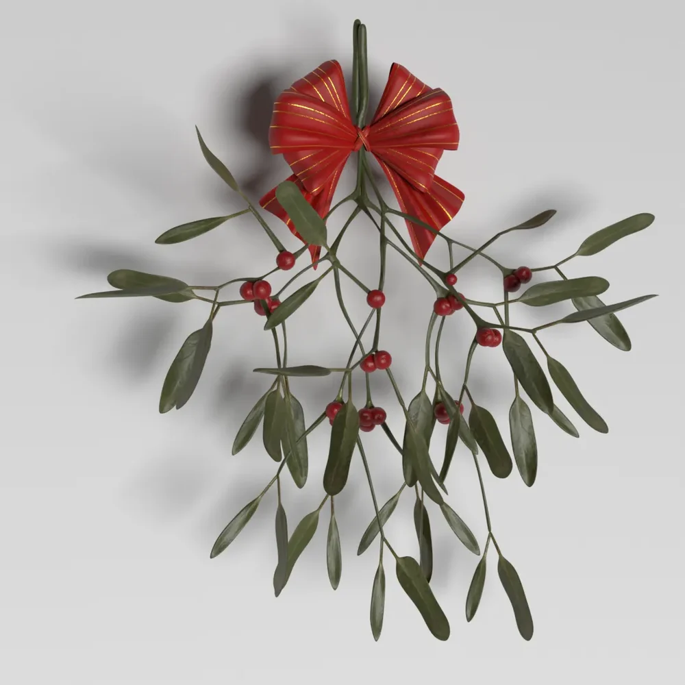 Mistletoe Leaf Ribbon Christmas