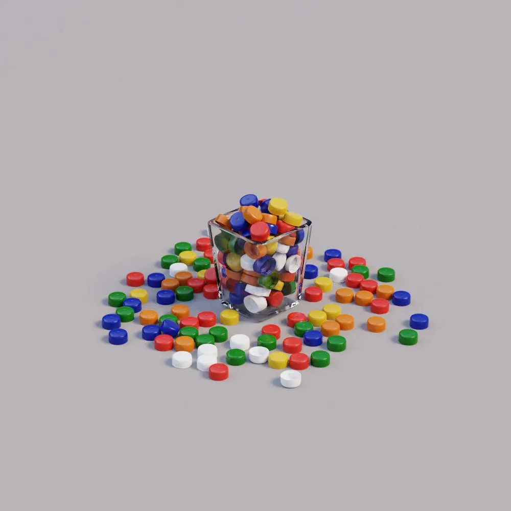 Glass With Plastic Caps