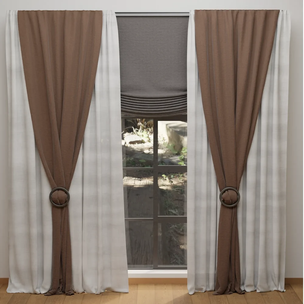 Mocha Harmony Layered Curtains