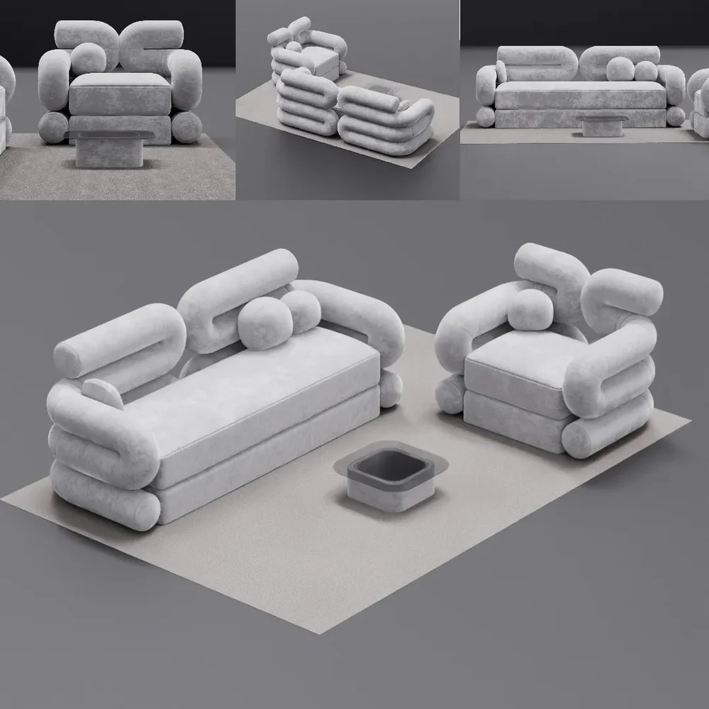 Modular Bubble Sofa With Rug & Table