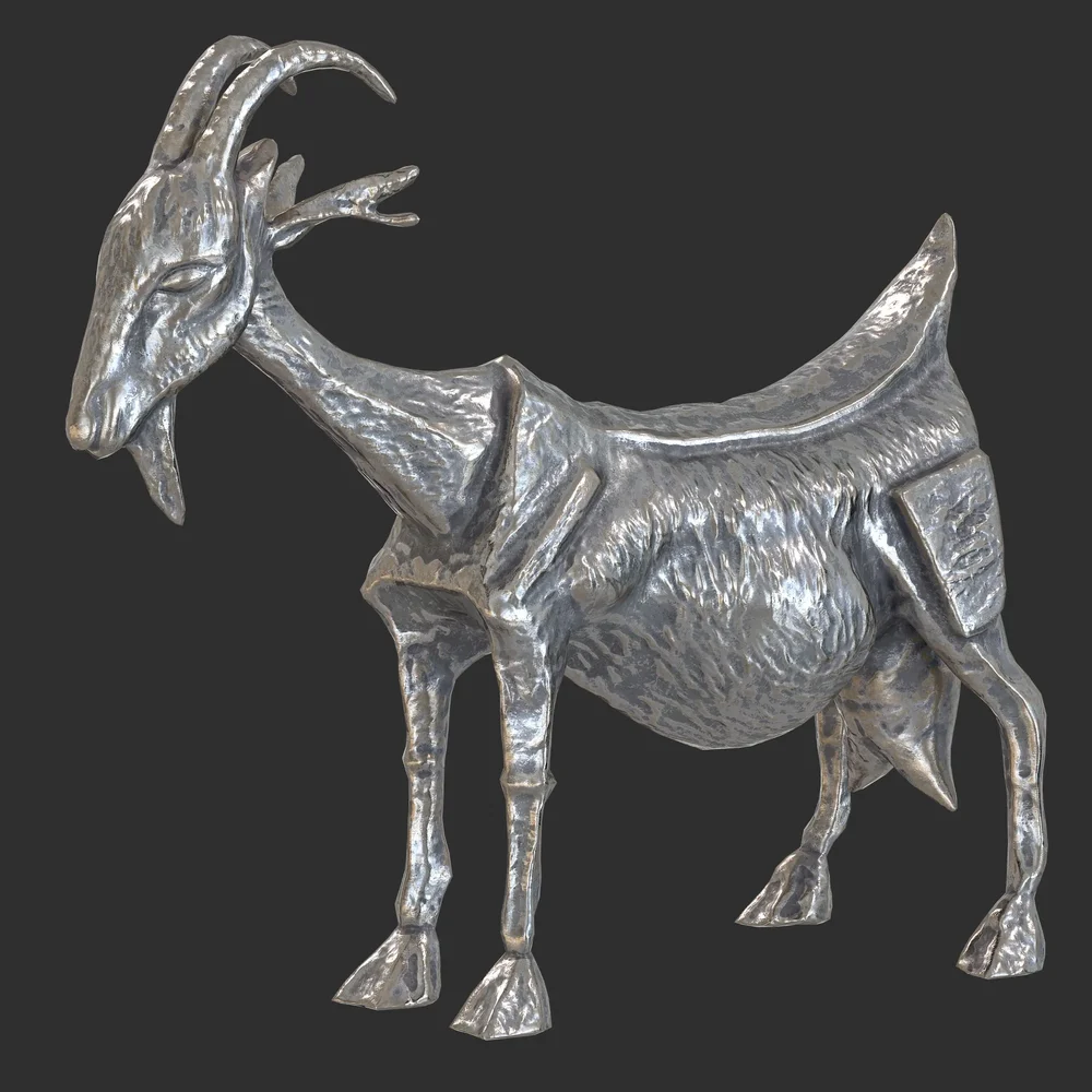 Ancient Goat Steel Statue