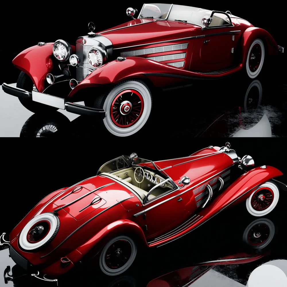 Car Mercedes 540k - Interior - (Rigged)
