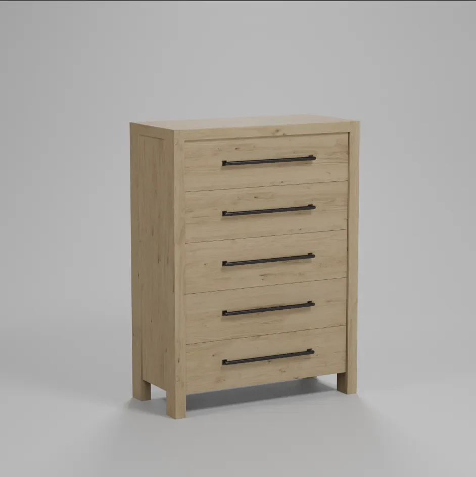Rustic Oak 5-Drawer Dresser