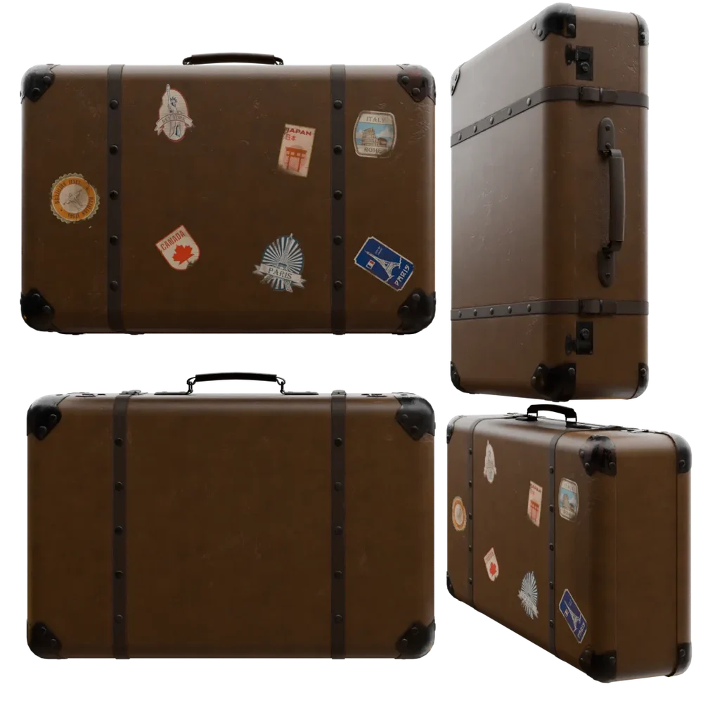 Vintage Travel Suitcase With Stickers