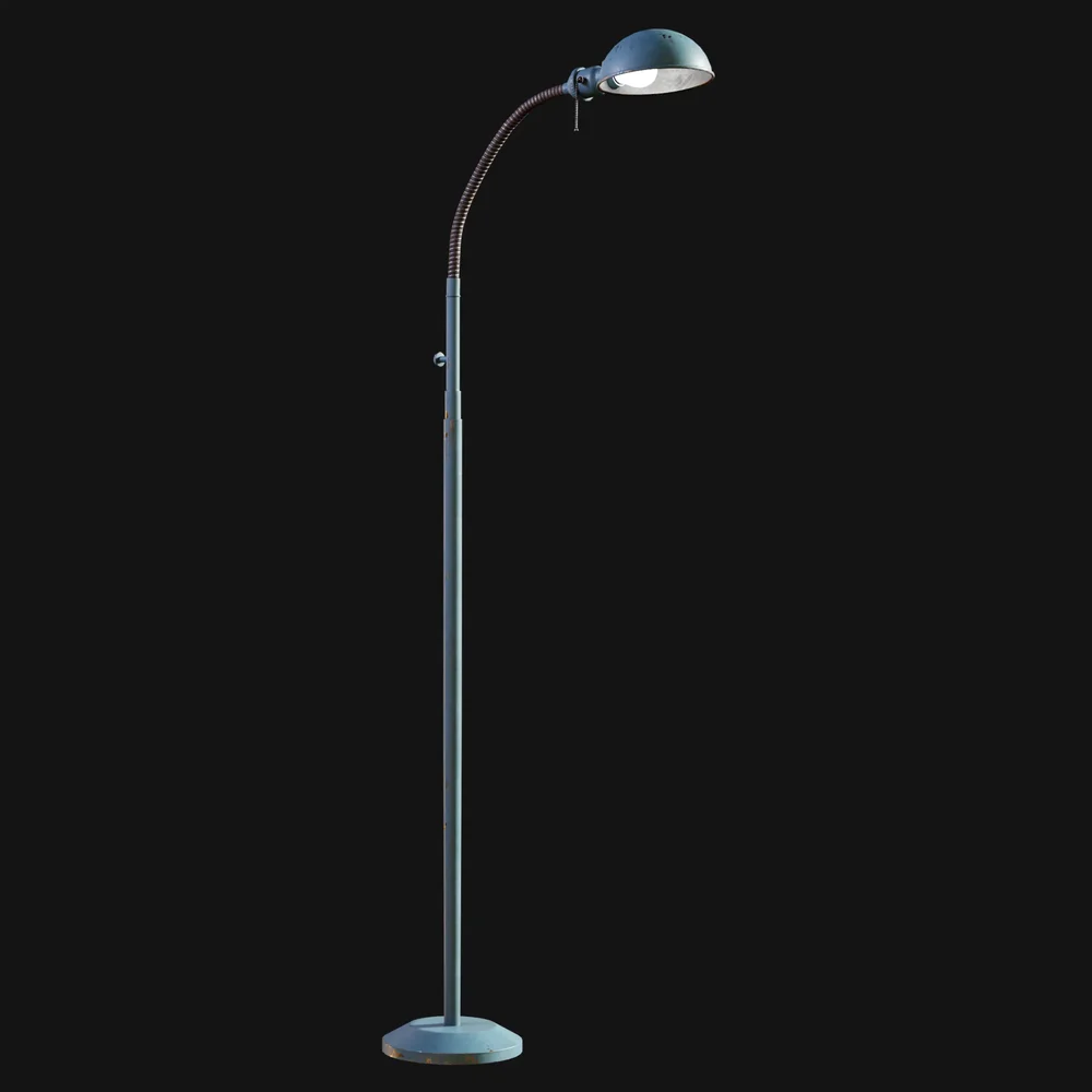 Antique Gooseneck Floor Lamp Blue