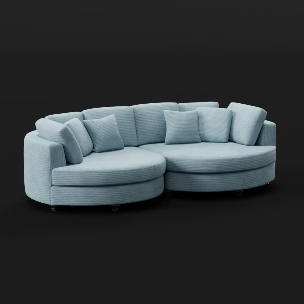 Modern Curved Modular Sofa – Soft Blue