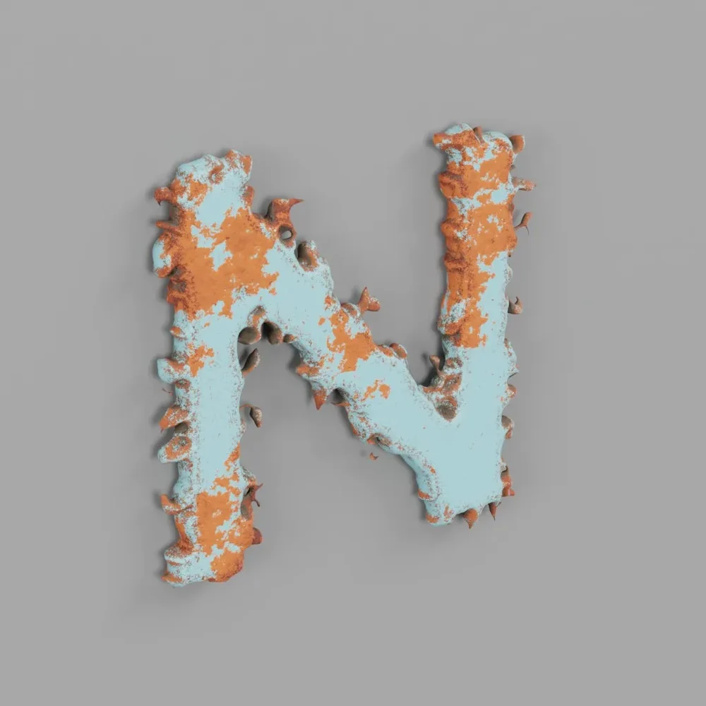 Rough Metal Letter N