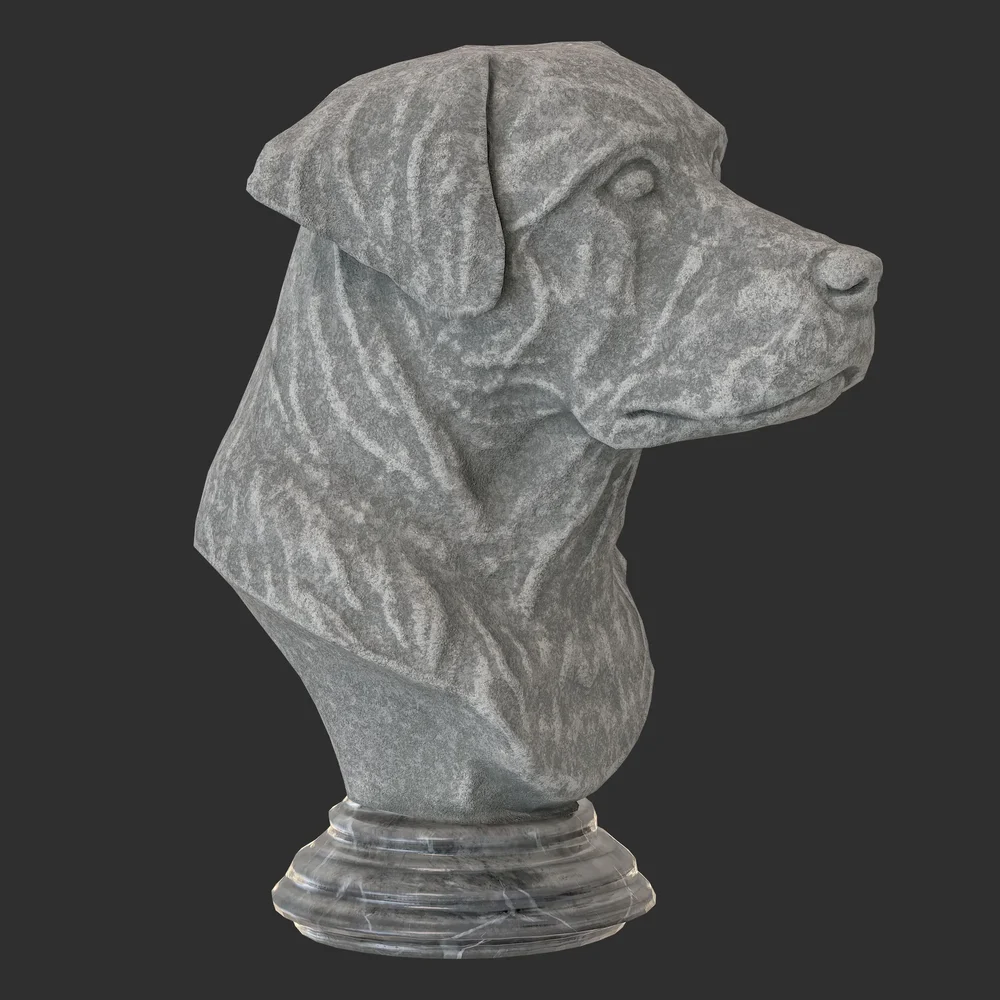 Dog Bust Stone Statue
