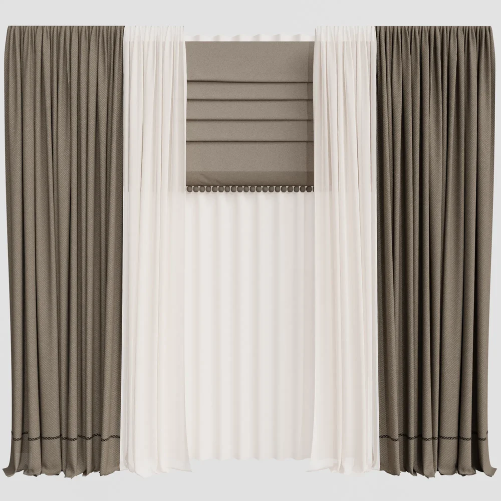 Gd Silk And Cotton Curtain Set