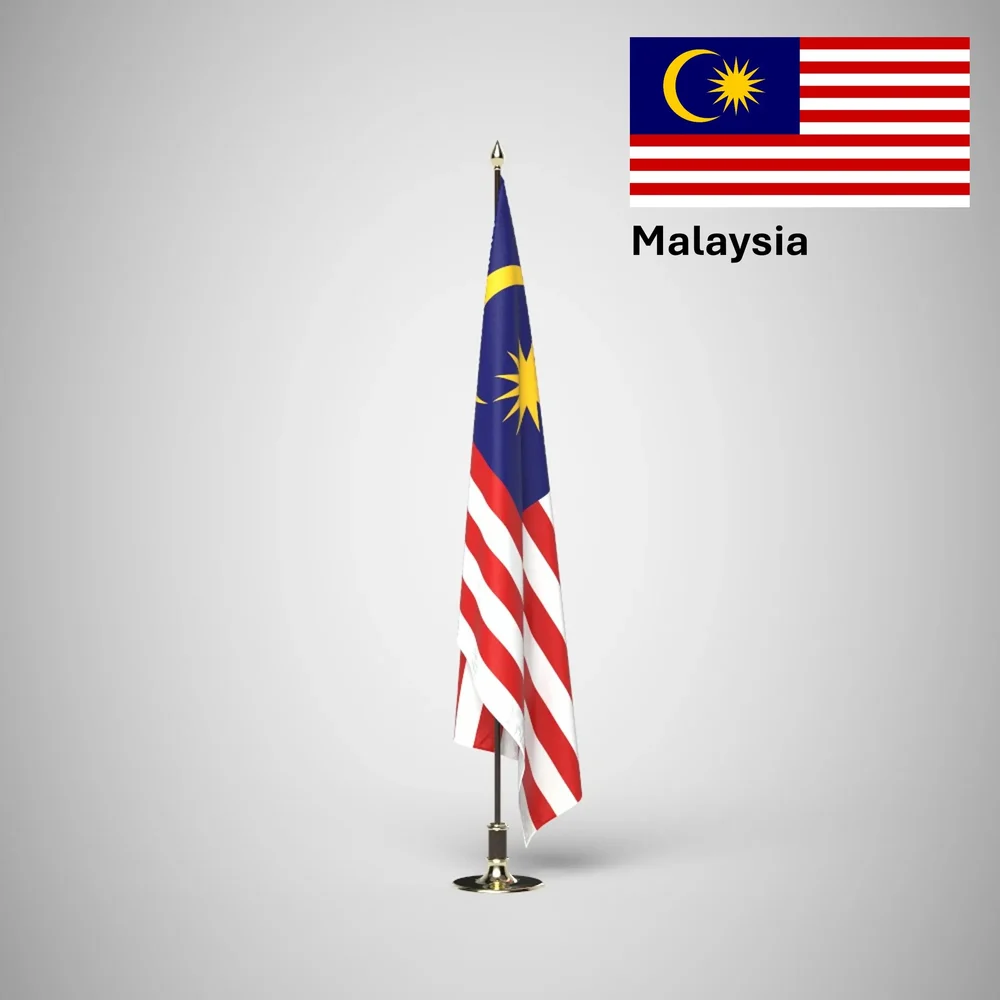 Malaysia Ceremonial Flag On Stand