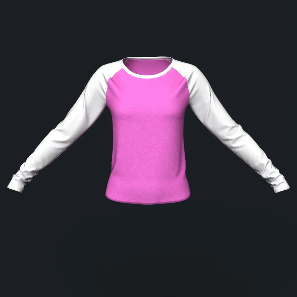Pink And White Long Sleeve Raglan Shirt