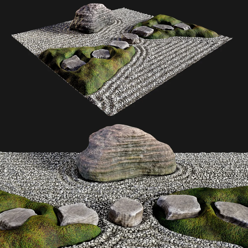 Tranquil Moss And Stone Zen Garden