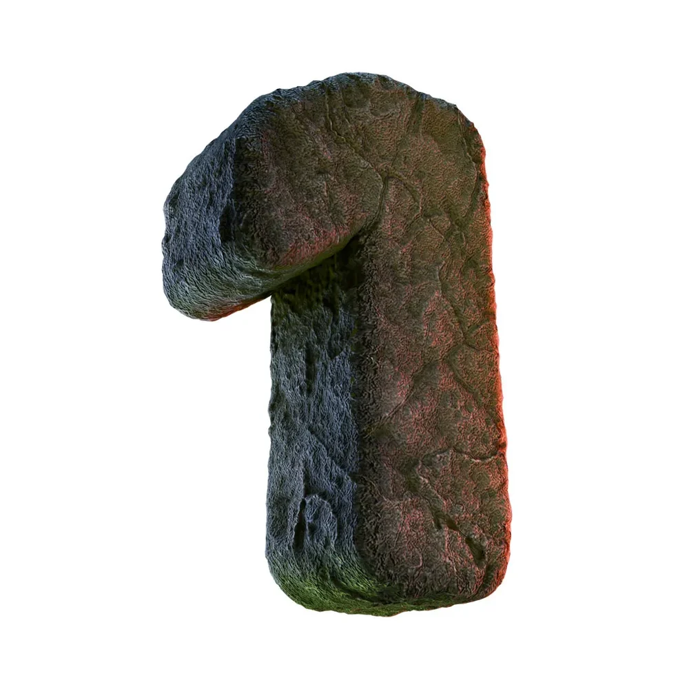 1 Number Numeric Stone Carved