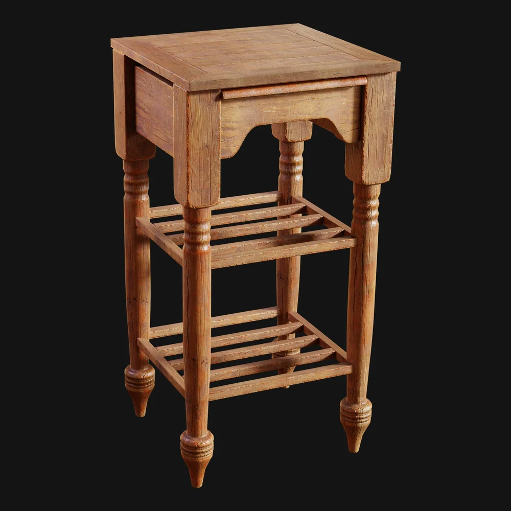 Utilitarian Wooden Bedside Washstand