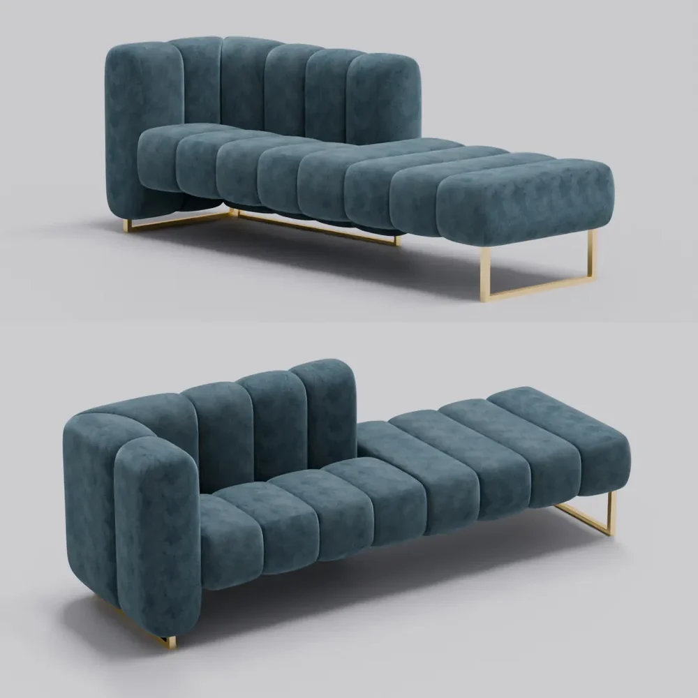 Velvet Seat With Metal Frame