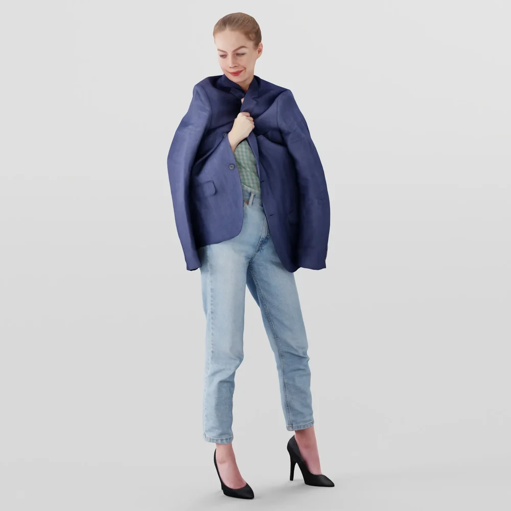 Girl Wrapped Herself In A Blazer