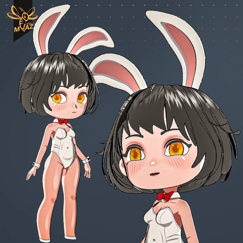 Anime Cute Bunny Girl-Chibi Style