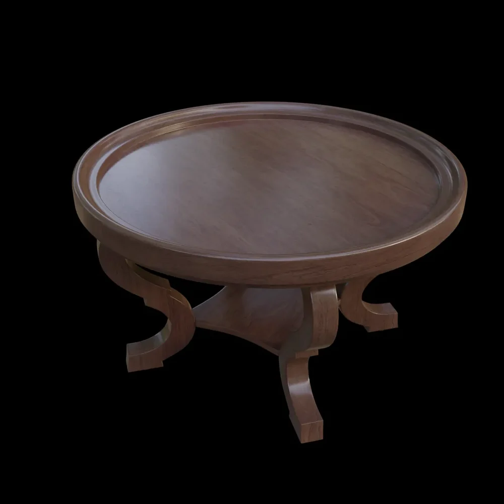 Faux Wood Circular Coffee Table