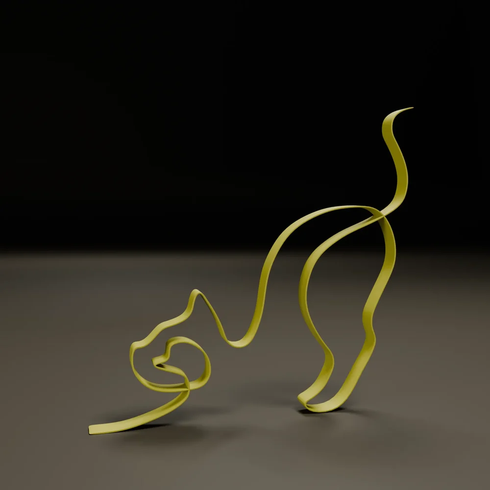 Simple Cat Line Sculpture