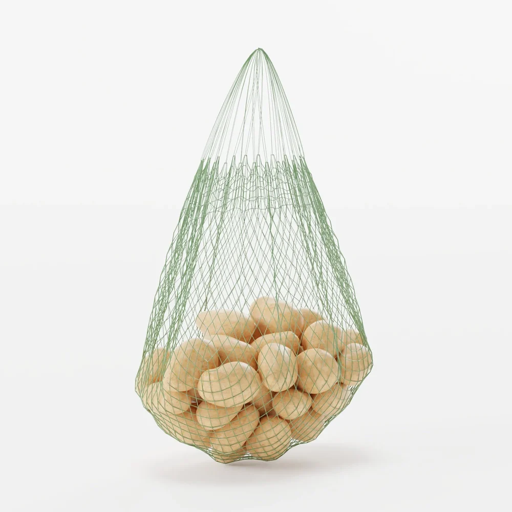 A Carrying Net Full Of Potatoes