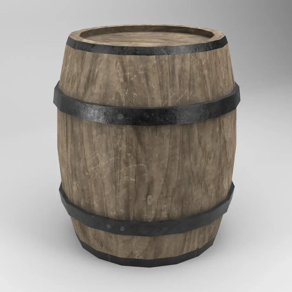 Low Poly Rustic Wood Barrel