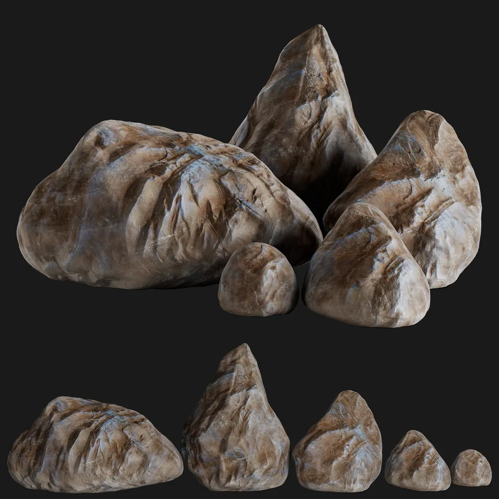 Rock Collection With Mineral Streaks