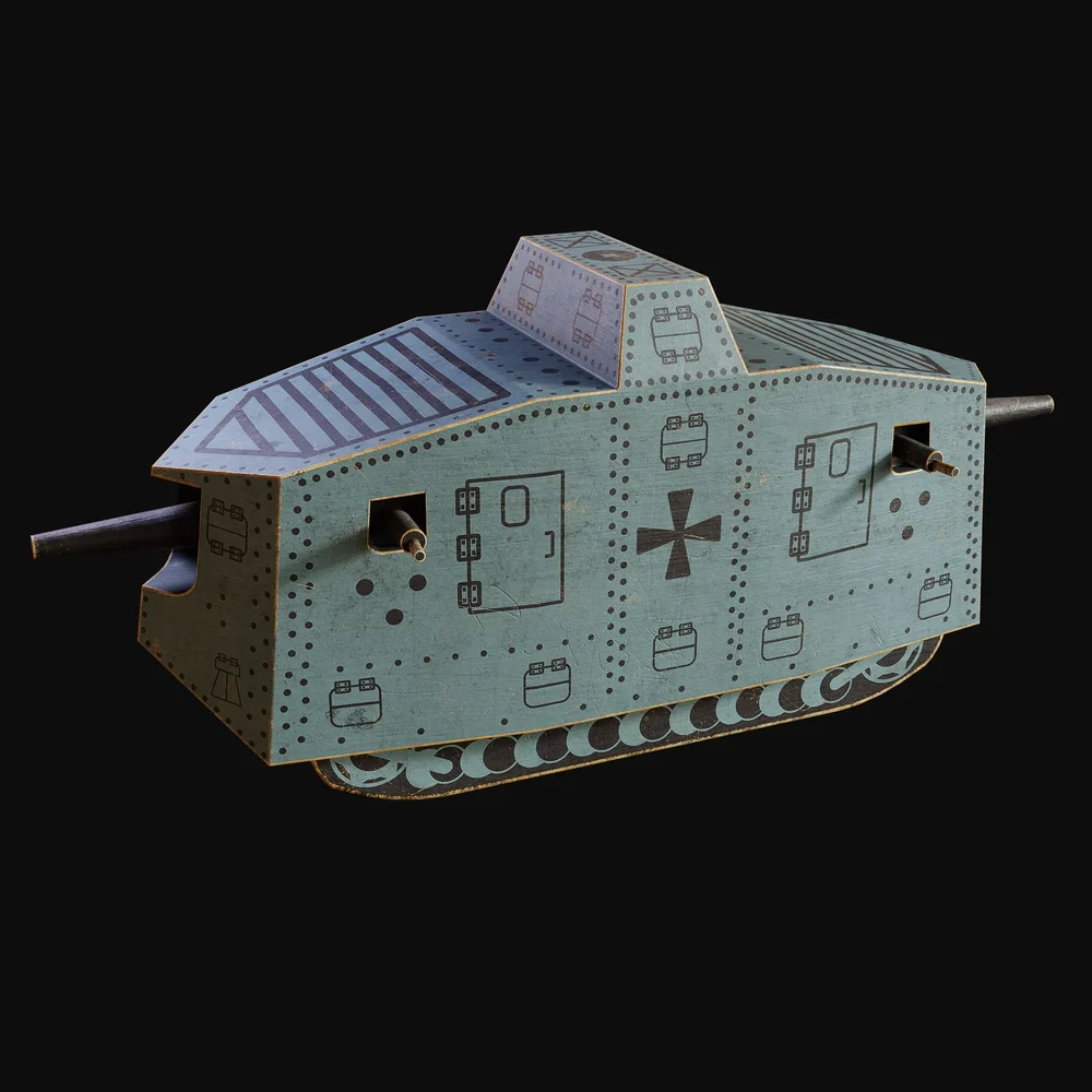 1920s Wooden Toy A7v Tank