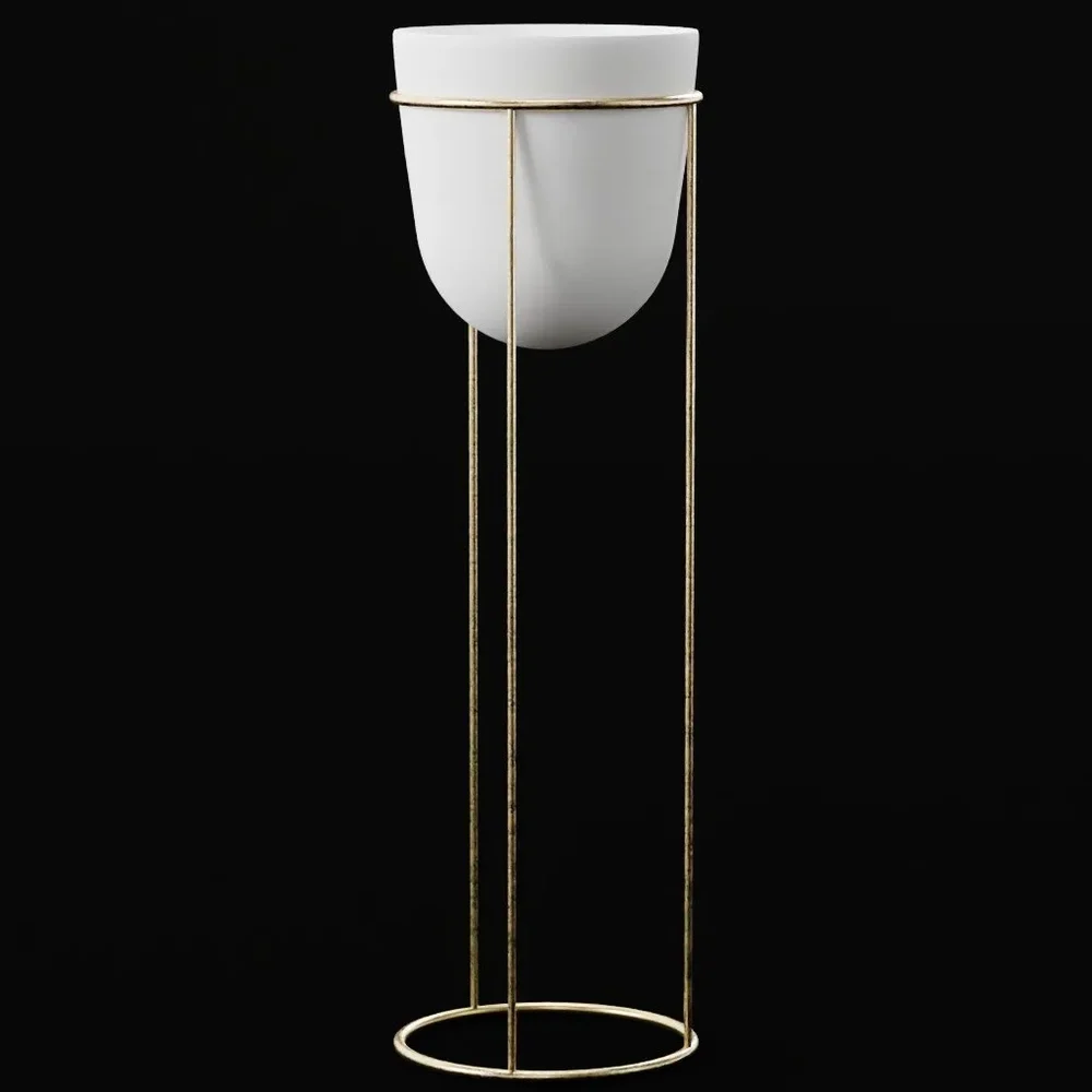 Gold & Shiny White Metal Planter