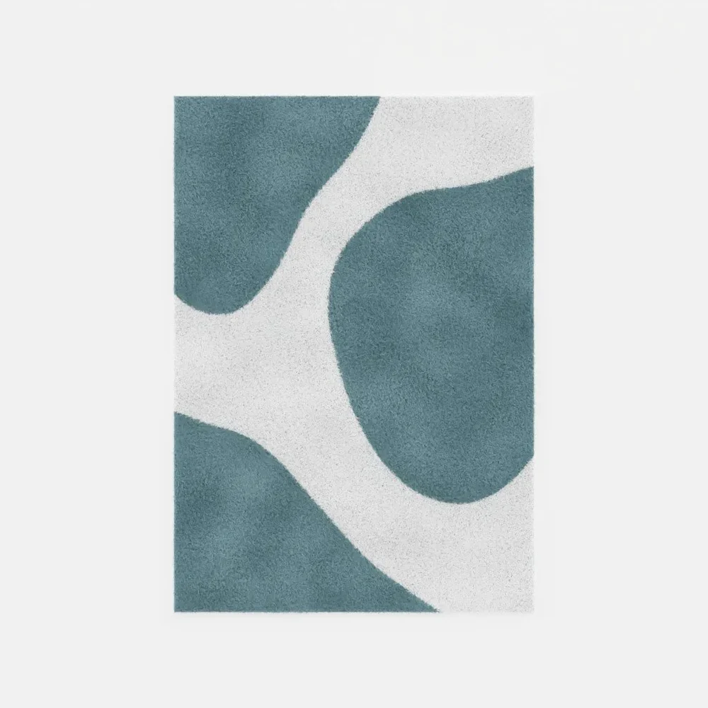 Turquoise And White Rug