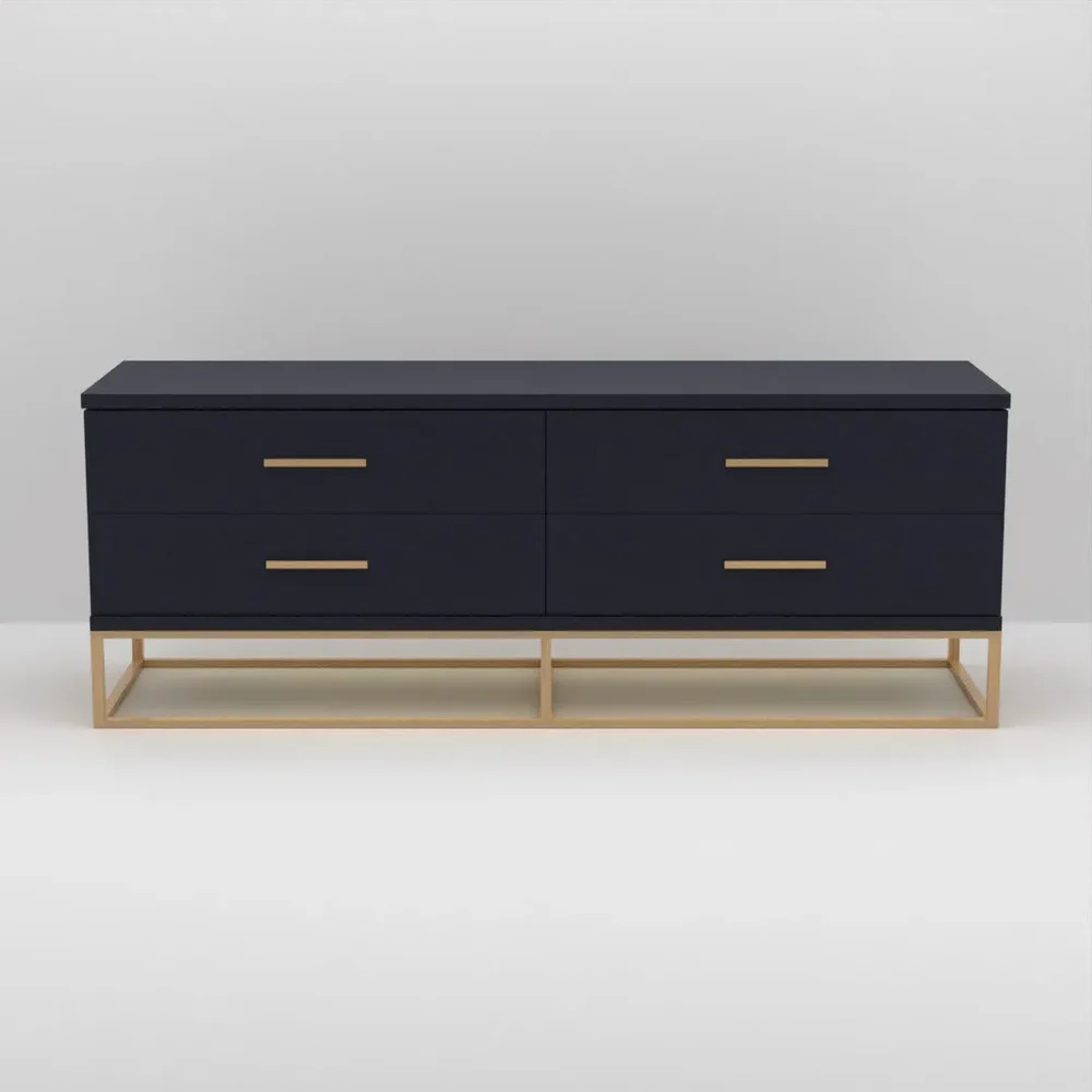 Brass Navy Blue Sidewalk Cabinet