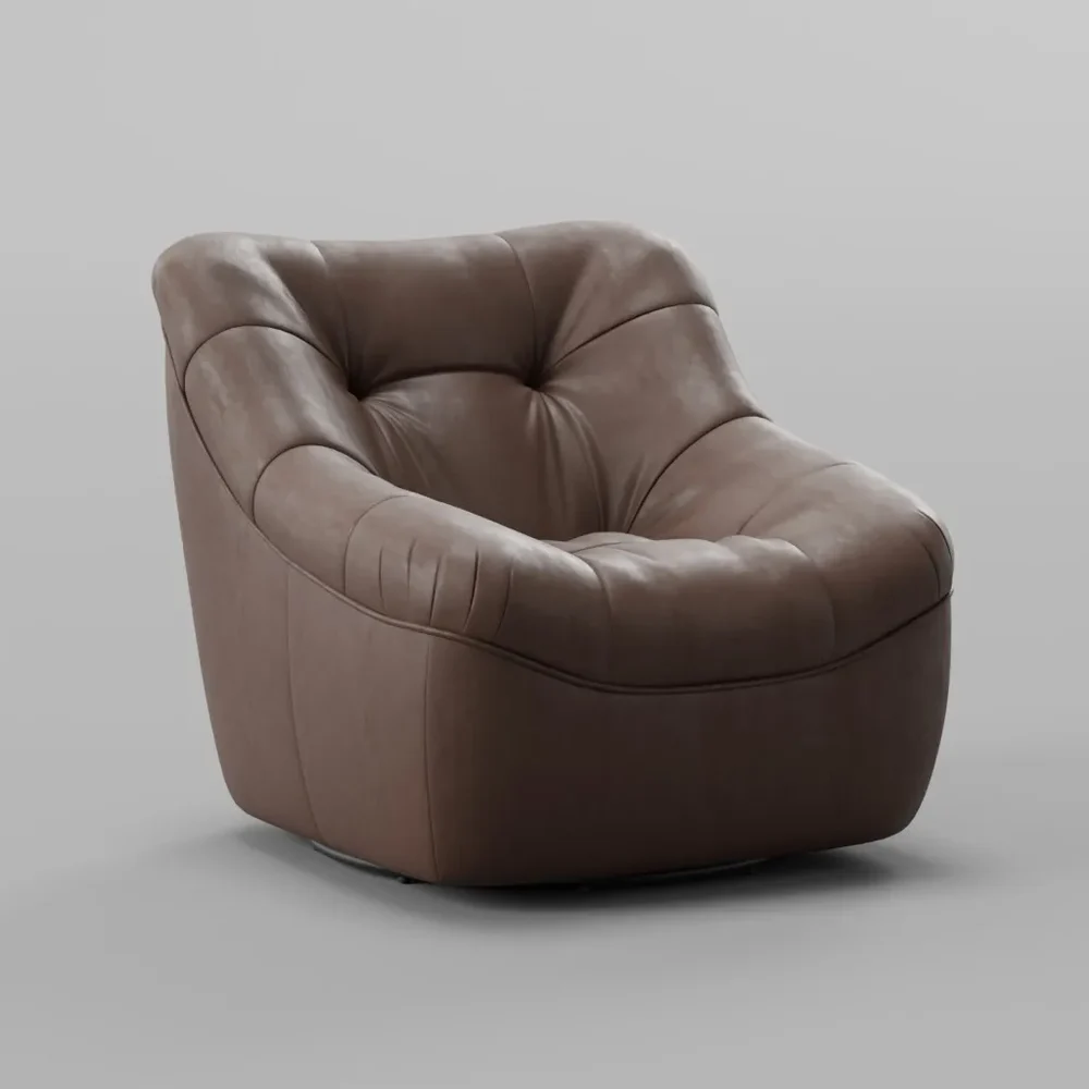 Leather Swivel Slipper Chair