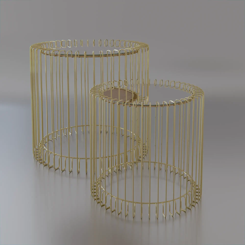 Mirror Side Tables Set