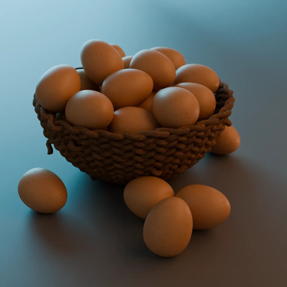 Rustic Wicker Storage Basket With Eggs