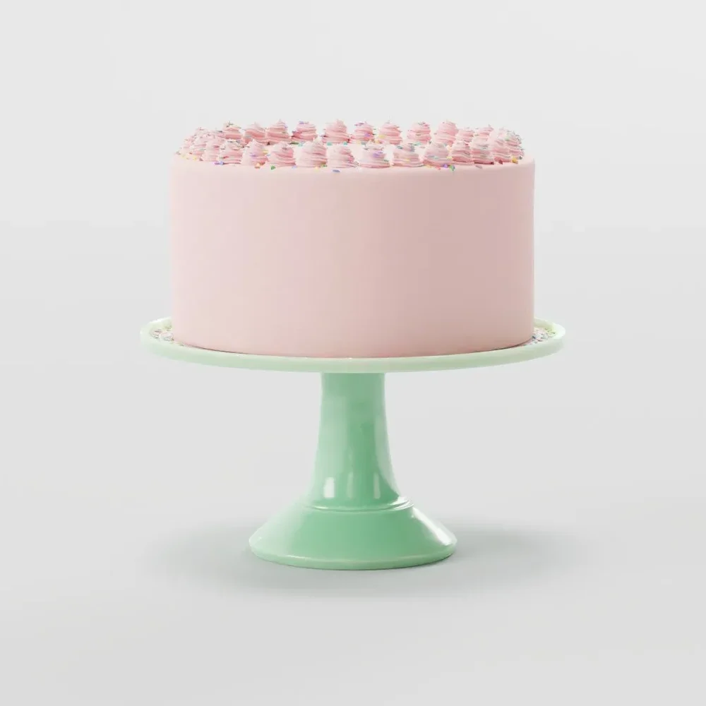 Pink Birthday Cake On A Stand