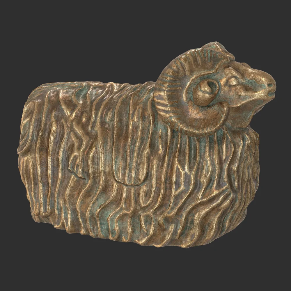 Garden Ram Bronze Statue
