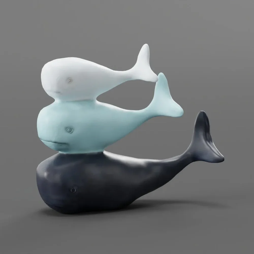 Whales Ornament Statue 3d Scan