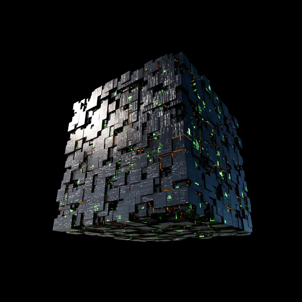 Scifi Cube Spaceship (Incl. Geometry Nodes Modifier And Material)