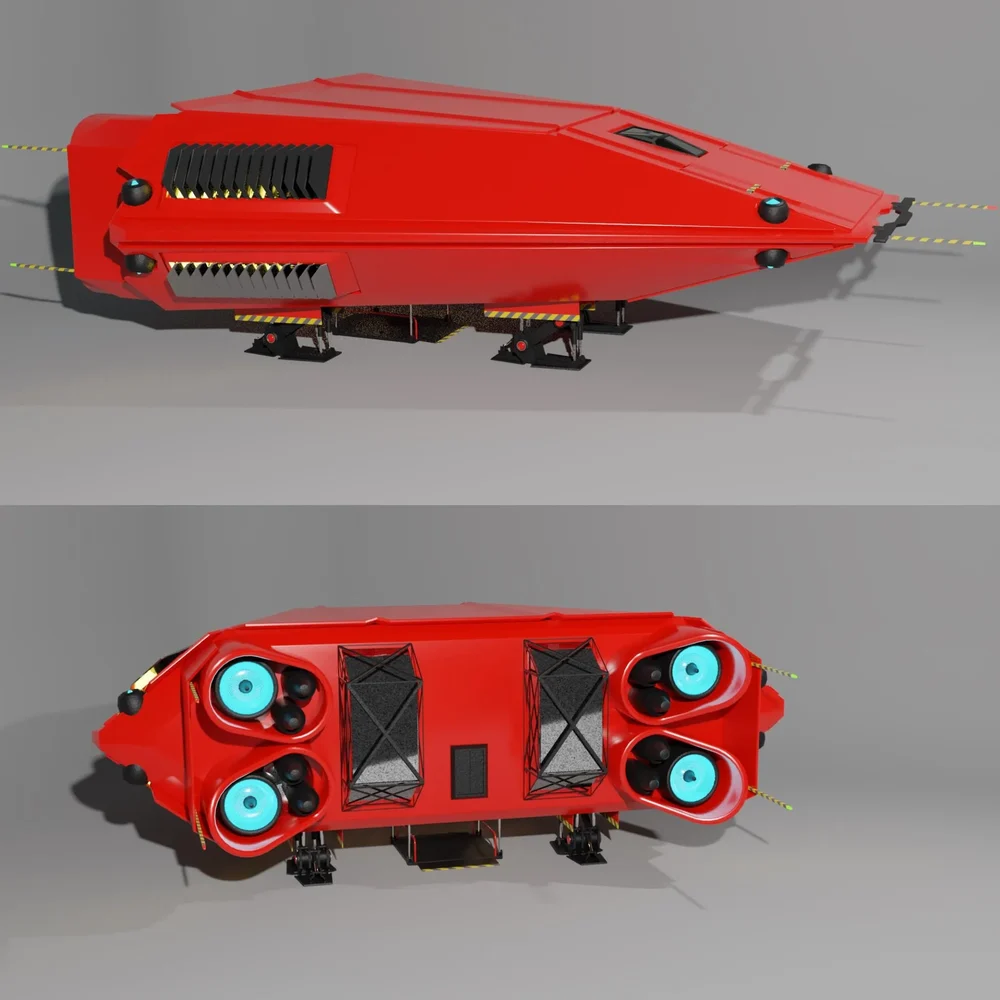 Landed Red Spacecraft